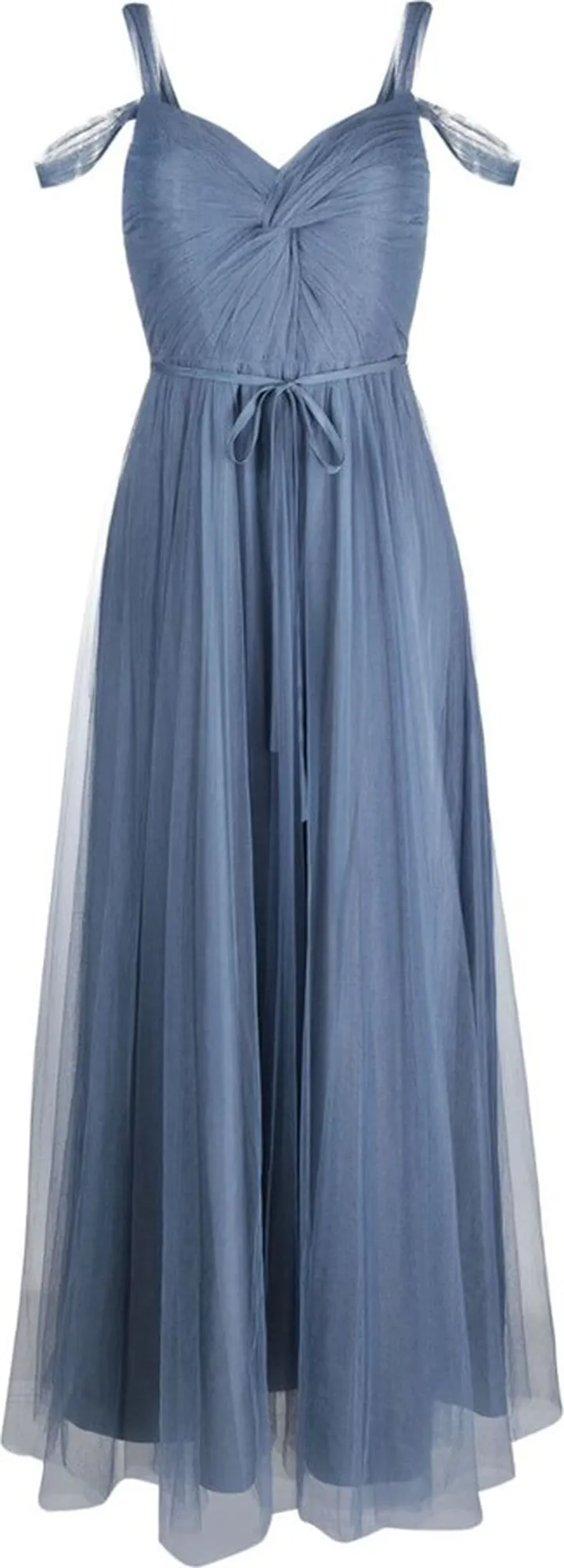 Jesi off-shoulder twist-detail tulle gown