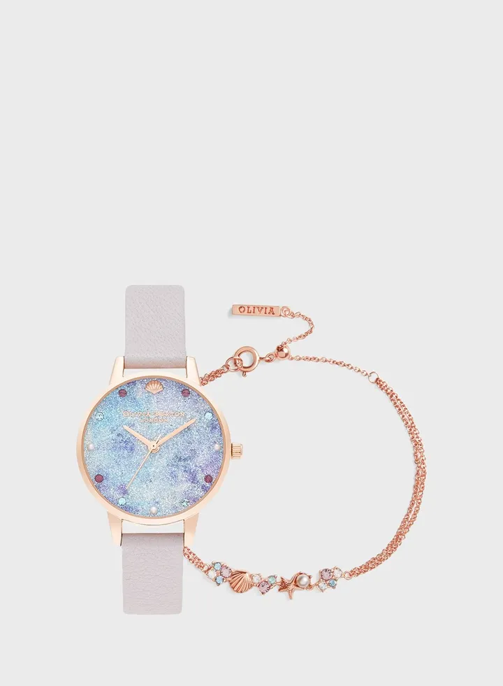Under The Sea Leather Strap Analog Watch