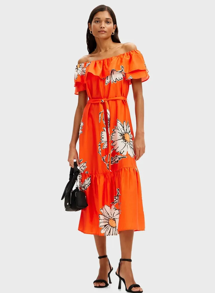 Bardot Ruffle Floral Dress