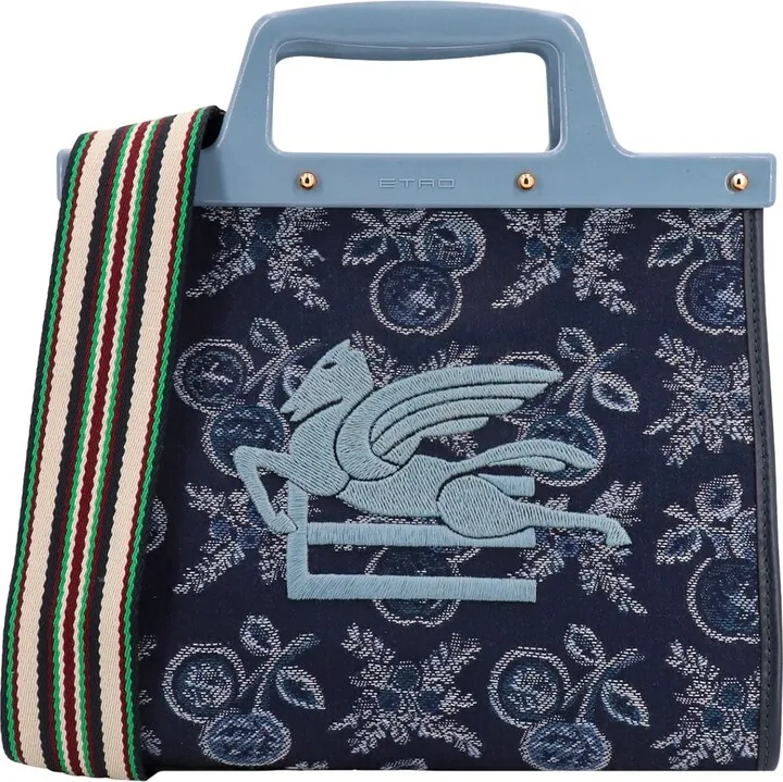 Canvas handbag with embroidered logo on the front