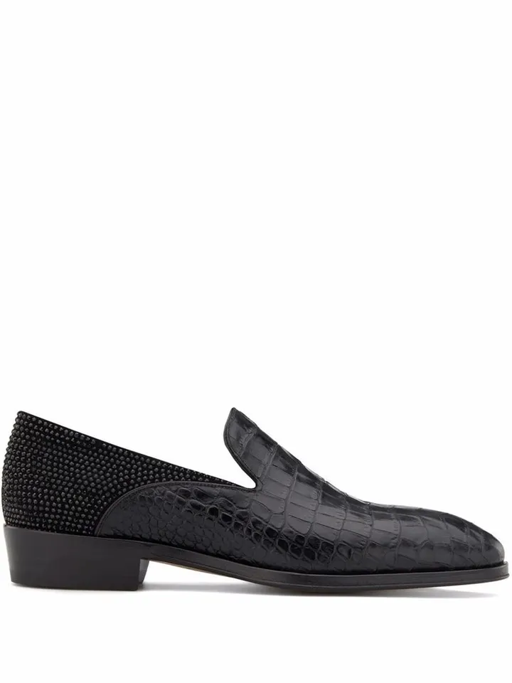 Benson alligator-effect leather loafers
