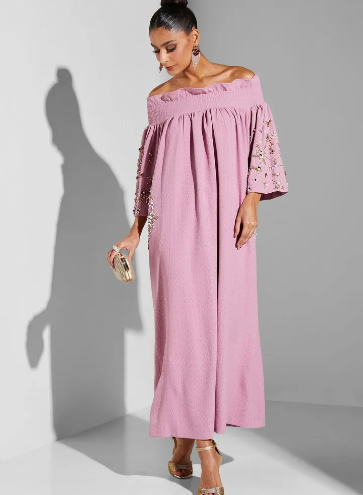 Bardot Embellished Sleeve Dress