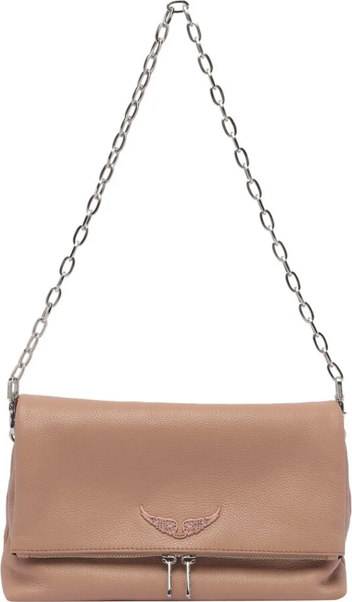 Zadig & Voltaire Embellished Logo Foldover Shoulder Bag