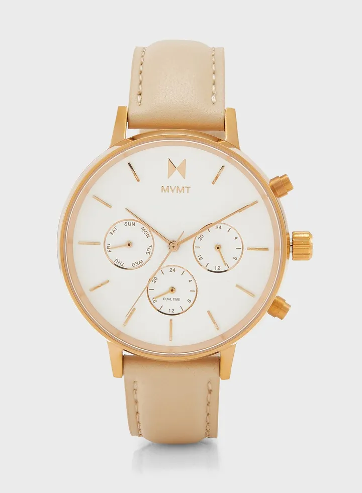 Nude Leather Analog Watch