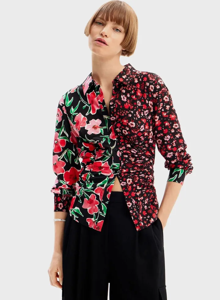 Floral Gathered Printed Shirt
