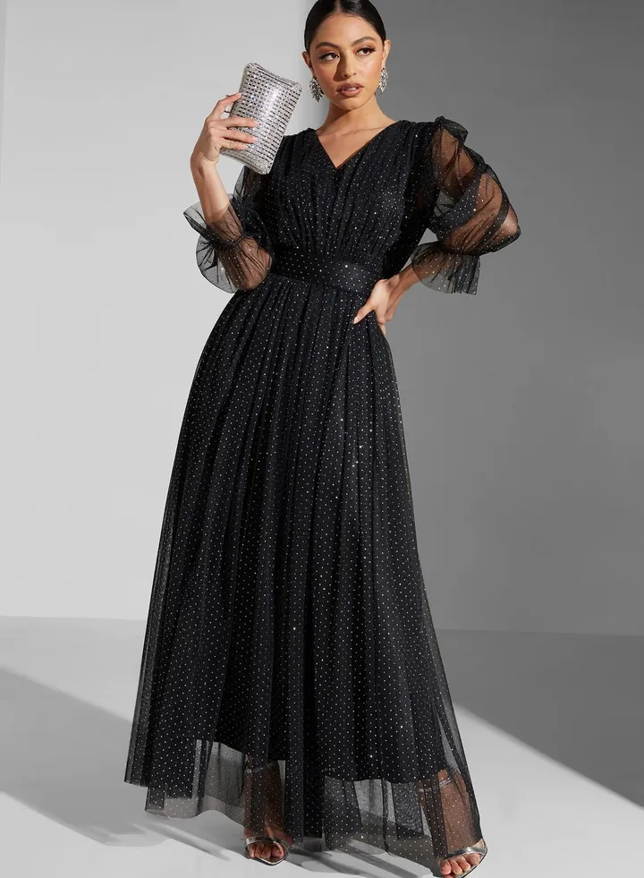 Leen Aboushaar Shimmer Dress With Belt