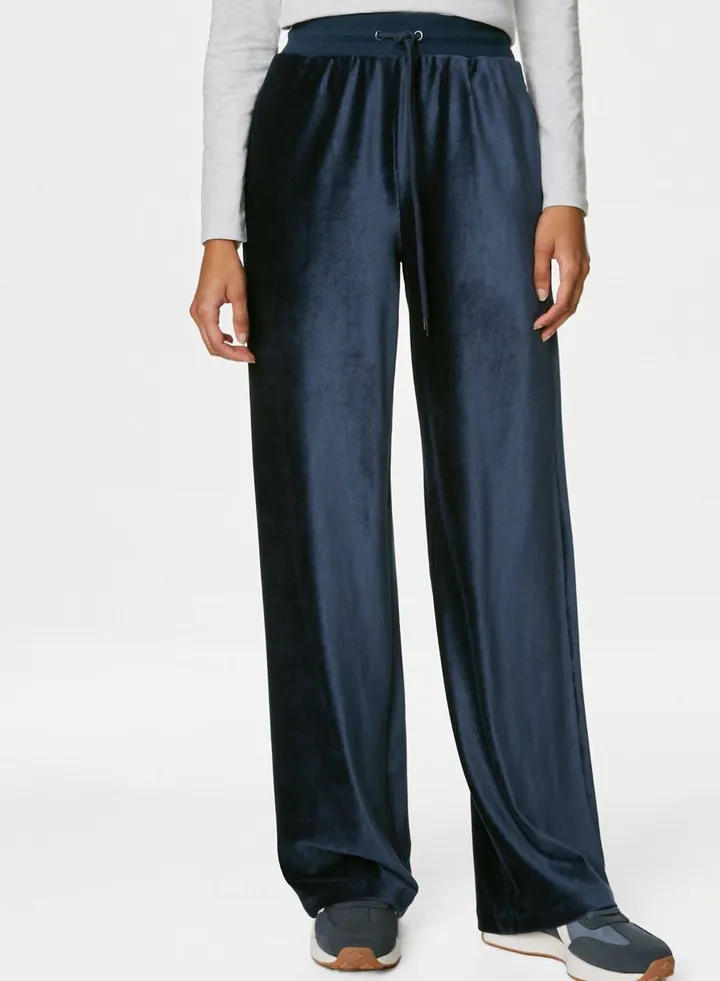 Velour Wide Leg Regular Joggers
