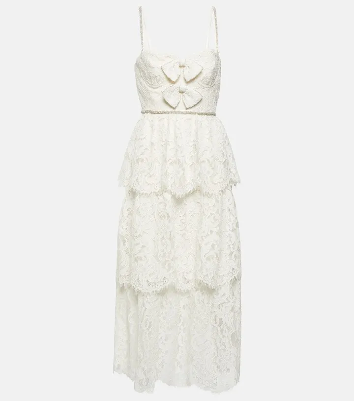 Embellished lace midi dress