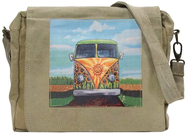 Beach Bus Recycled Military Tent Crossbody Bag