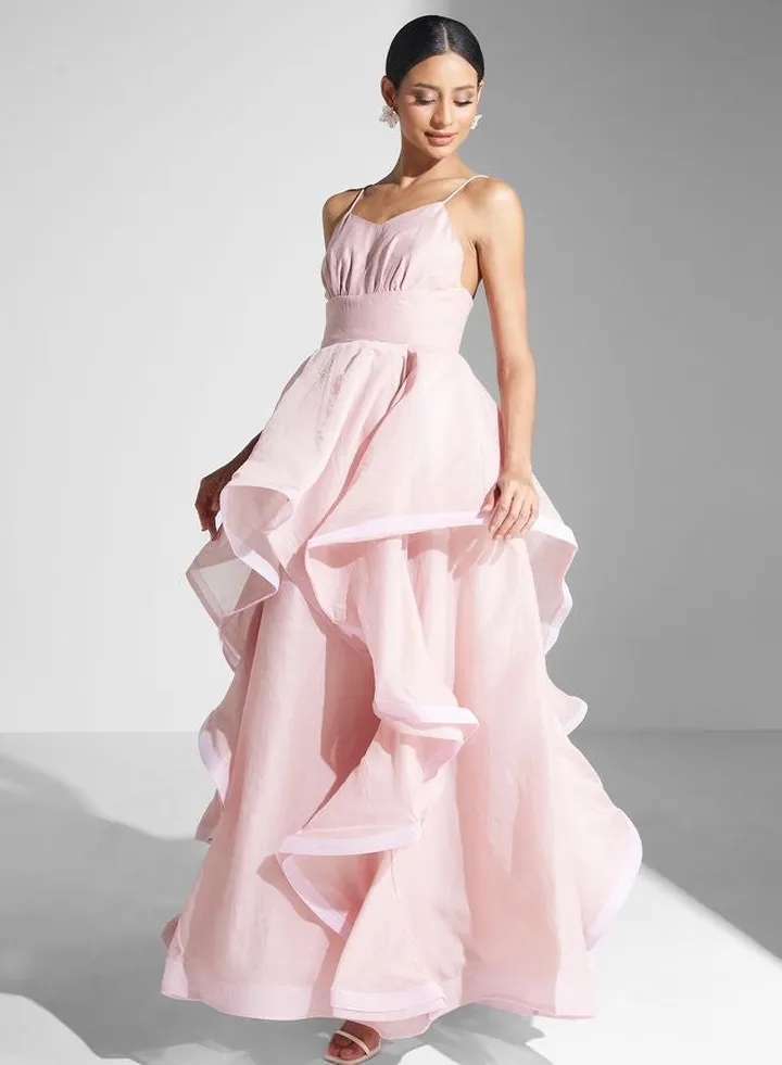 Cami Strap Ruffle Maxi Dress