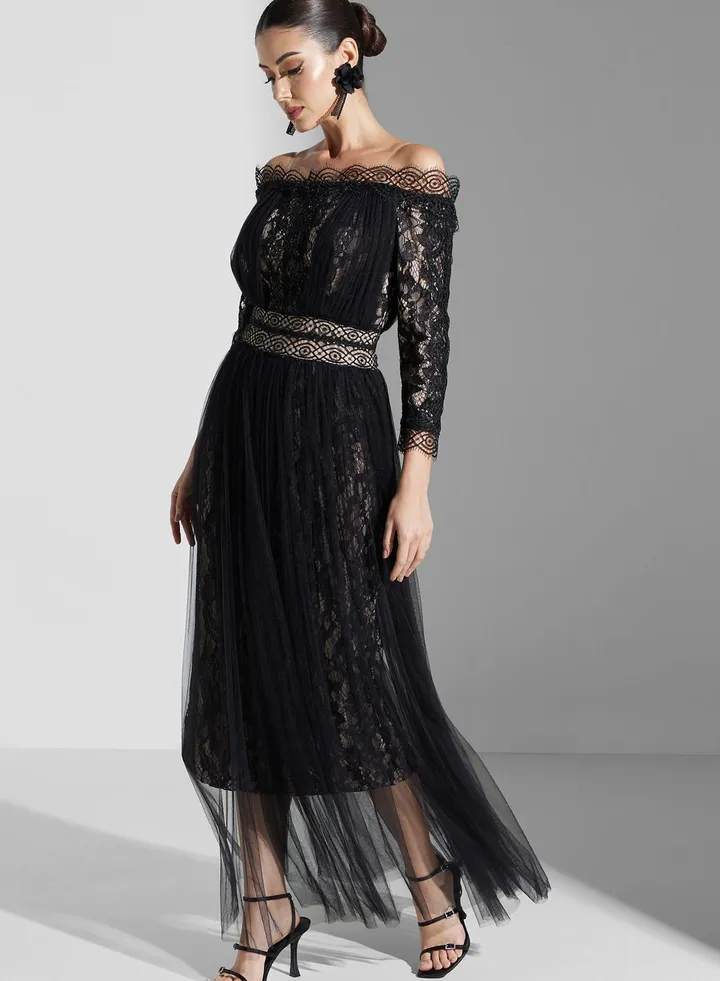 Lace Detail Flare Dress