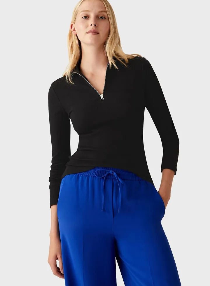 Zip Detail Knitted Top
