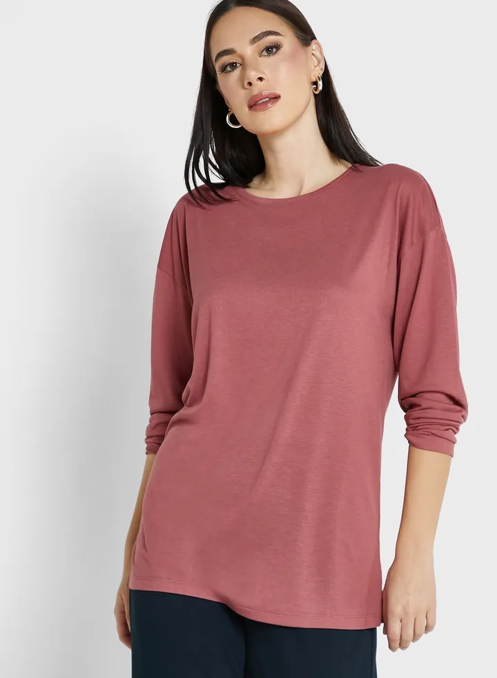 Relaxed Long Sleeve Longline Top