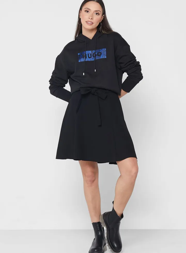 Pleated Tie Detail Skirt