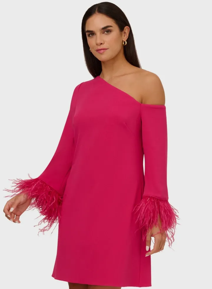 One Shoulder Fringe Sleeve Dress