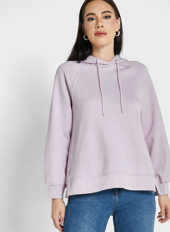 Pure Cotton Long Sleeve Longline Hoodie