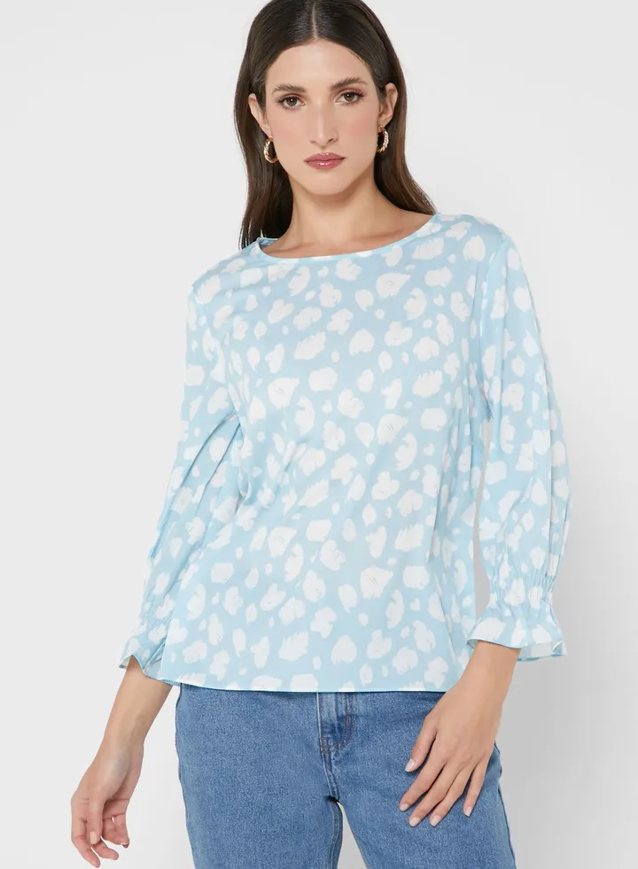 Flute Sleeve Printed Top