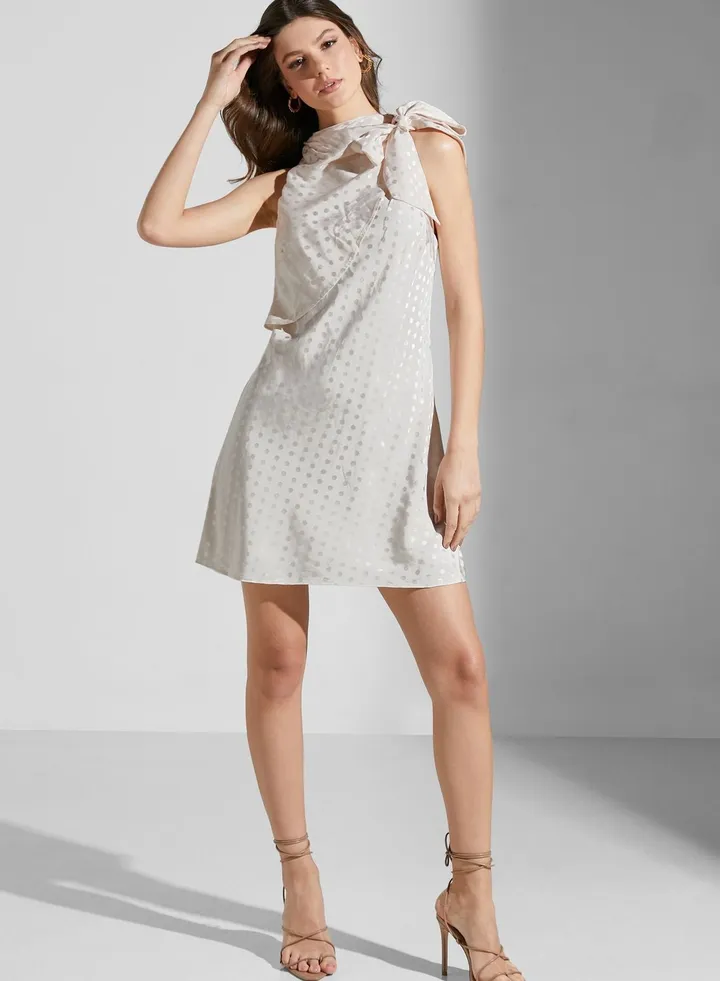 Tie Neck Knitted Dress