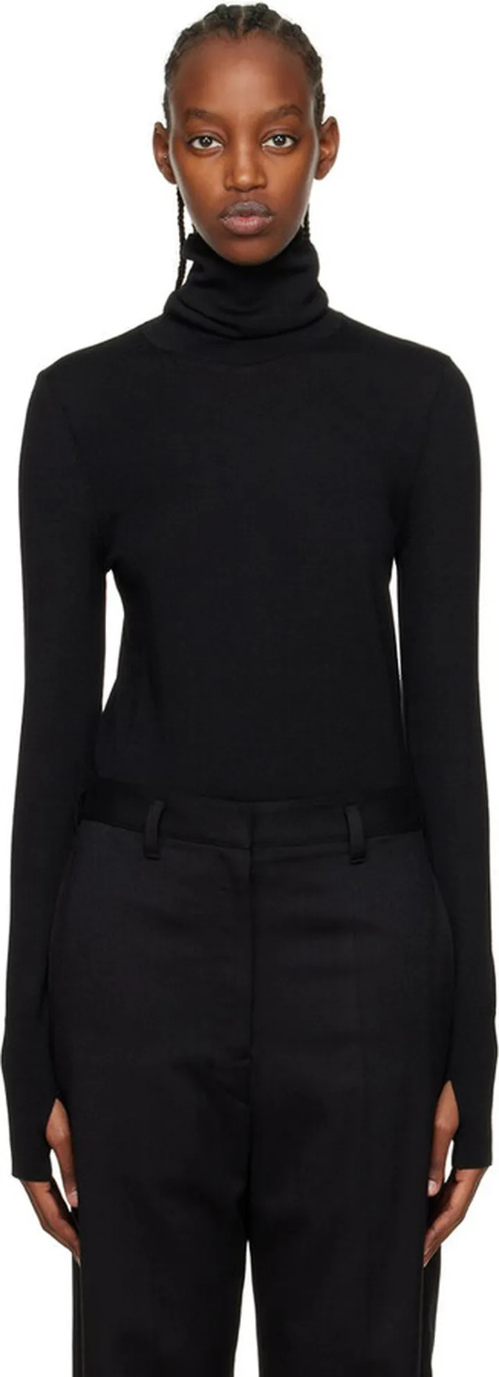 LEMAIRE Black Merino Wool Turtleneck