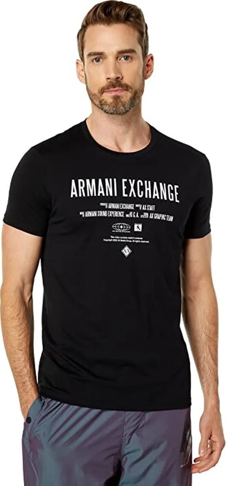 Armani Exchange Movie Credits Graphic T-Shirt (Black) Men's Clothing