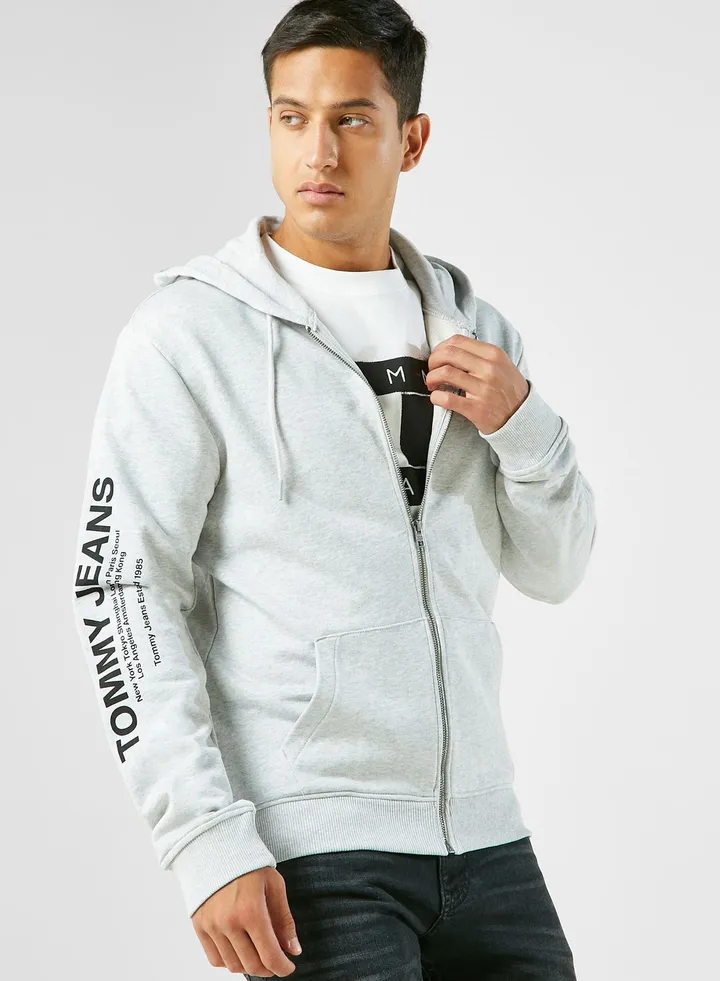 Graphic Zip Through Hoodie