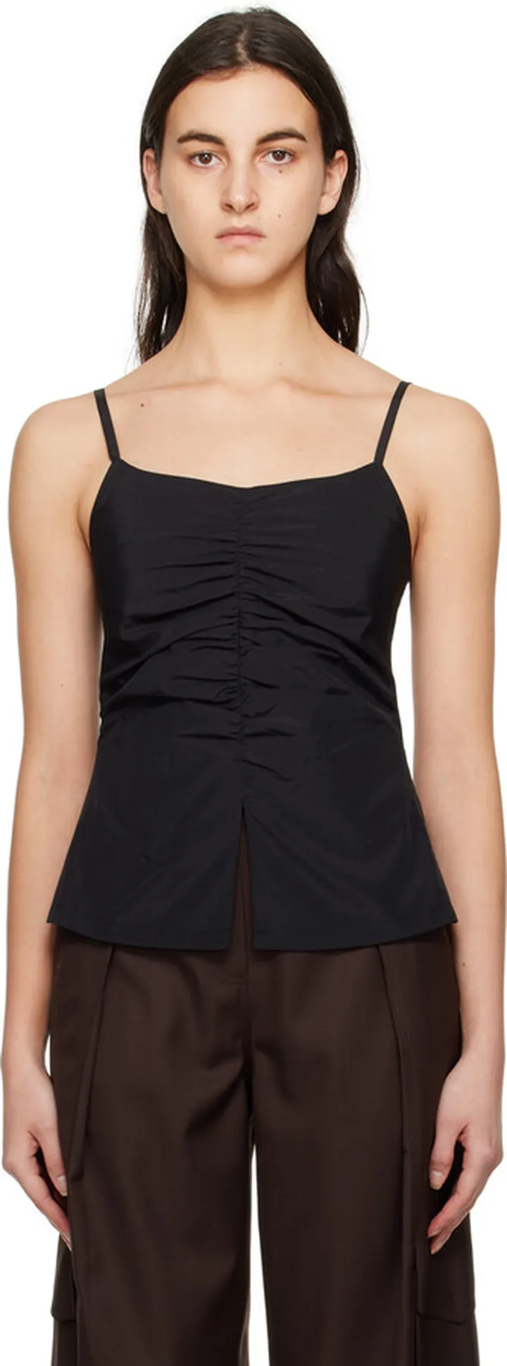 DRAE Black Ruched Camisole