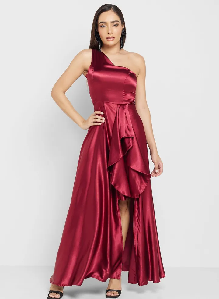 One Shoulder Ruffle Detail Dress