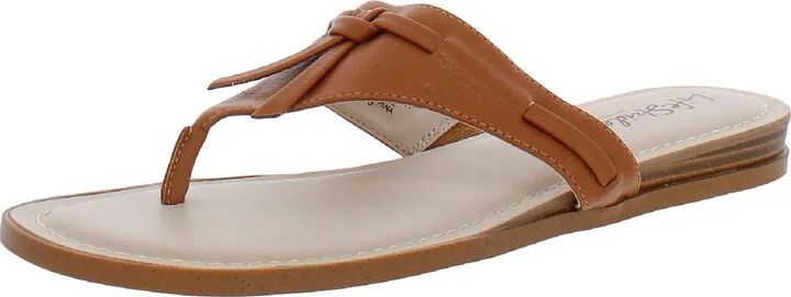 Rio Womens Faux Leather Pebbled Flip-Flops