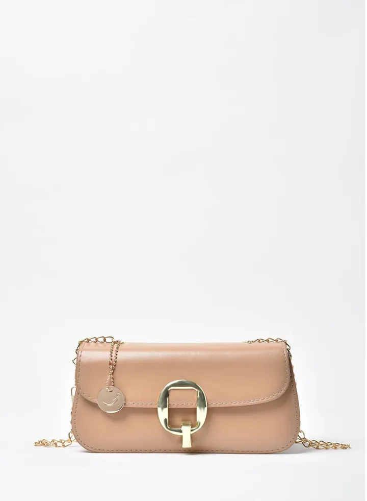Solid Pattern Chain Strap Crossbody Bag