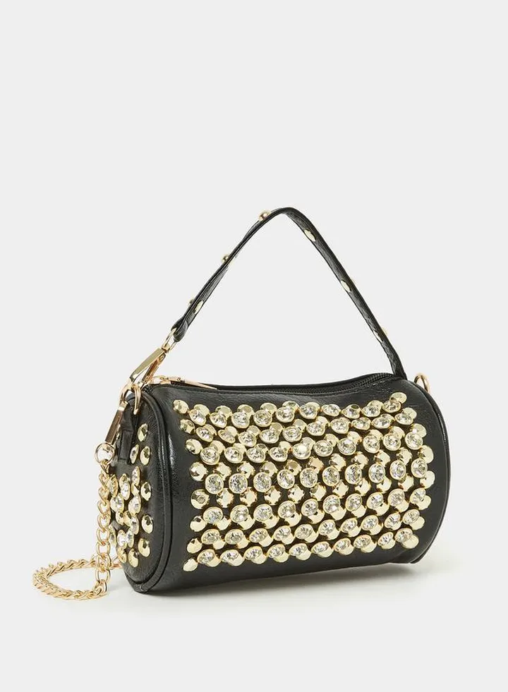 Embellished Handbag with Chain Strap