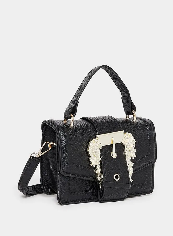 Embellished Buckle Detail Satchel Bag