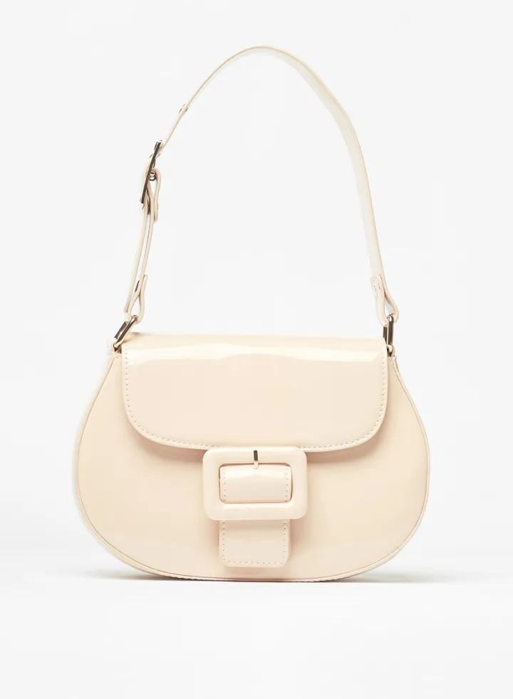 Womens Solid Shoulder Bag with Buckle Detail By Shoexpress