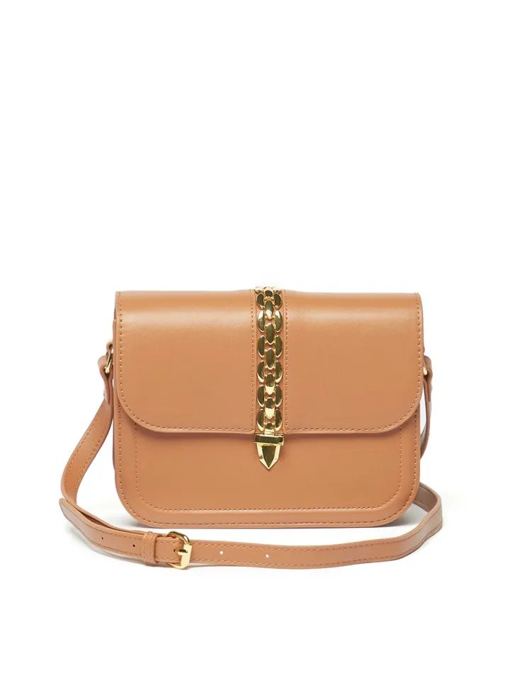 Womens Chainlink Accented Crossbody Bag By Shoexpress