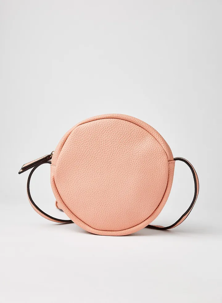 Adjustable Strap Zipper Closure Round Pu Casual Womens Crossbody Bag
