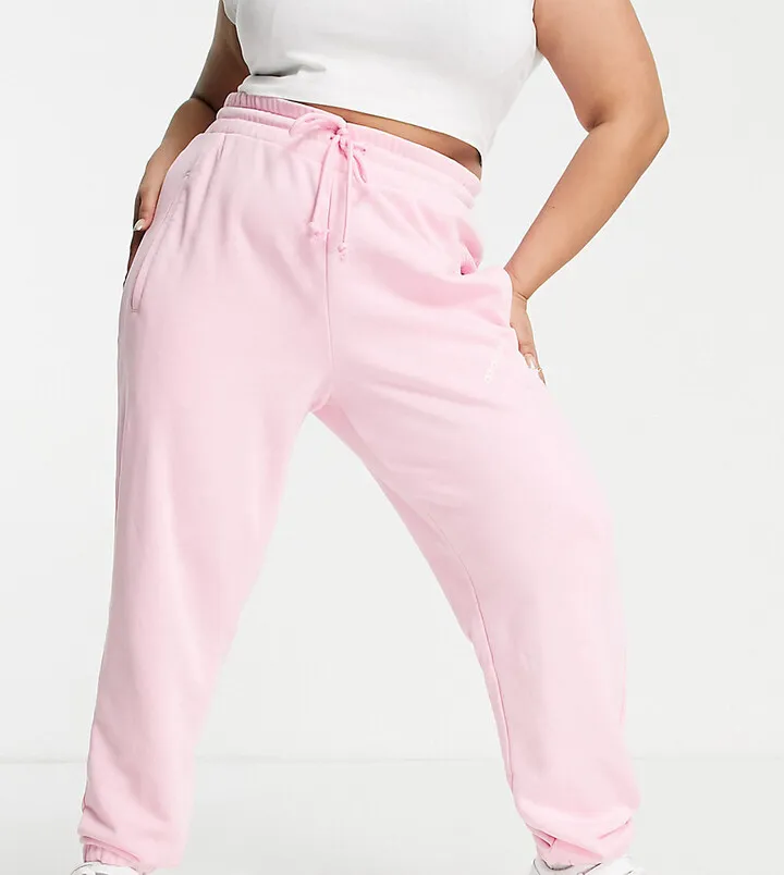 adidas Originals Plus Logomania triple logo joggers in pink - PINK
