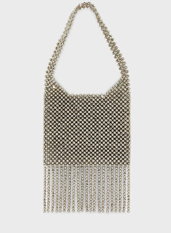 Tassel Beaded Shimmer Handbag