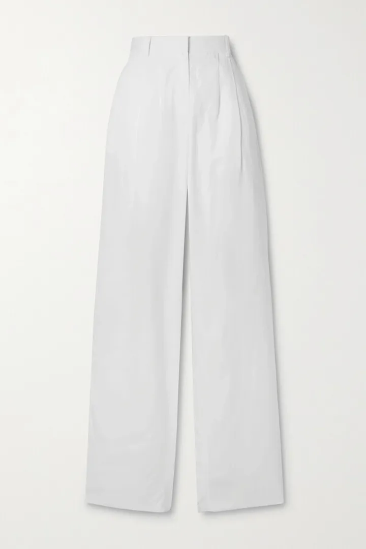 The Row - Bufus Pleated Cotton-poplin Straight-leg Pants - White
