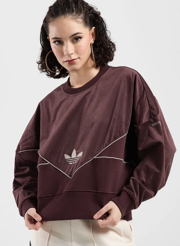 Corduroy Mix Material Sweatshirt