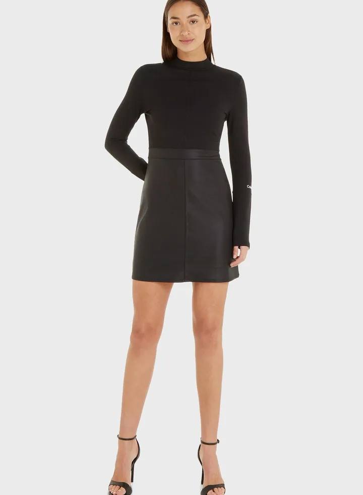 High Neck Knitted Dress