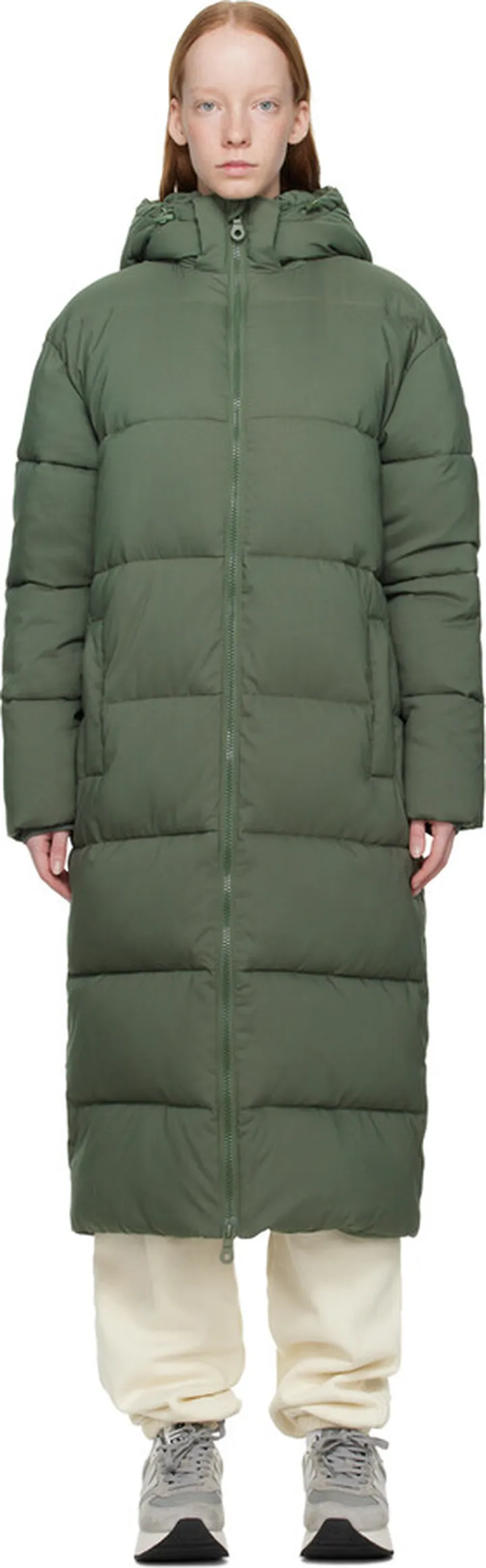 Girlfriend Collective Green Long Puffer Coat