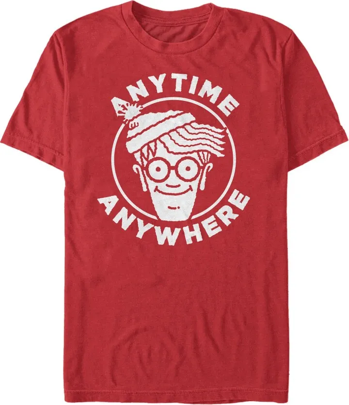 Fifth Sun Where's Waldo Men's Anytime Anywhere Big Face Logo Short Sleeve T-Shirt