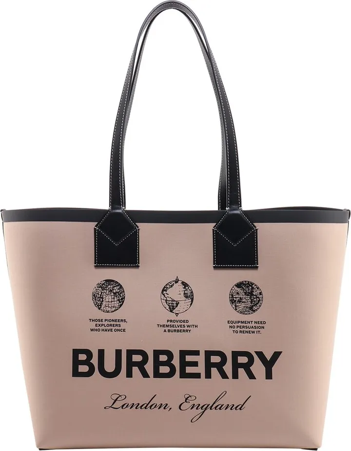 Canvas and leather shoulder bag with frontal logo