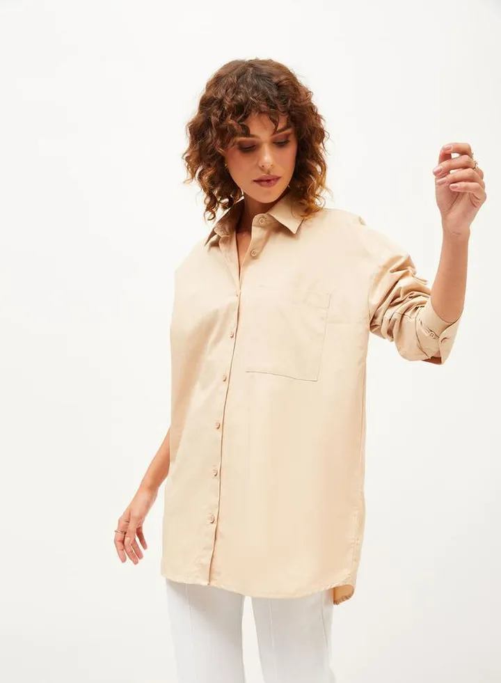 Poplin Pocket Detail Oversized Shirt