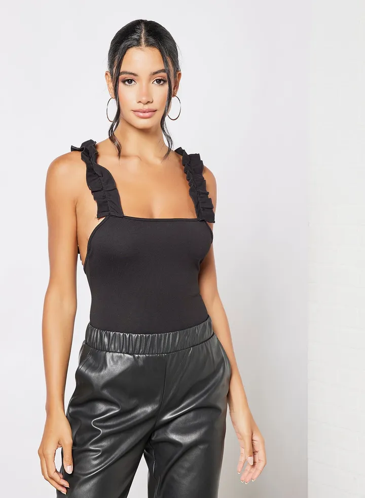 Ruffled Strap Bodysuit