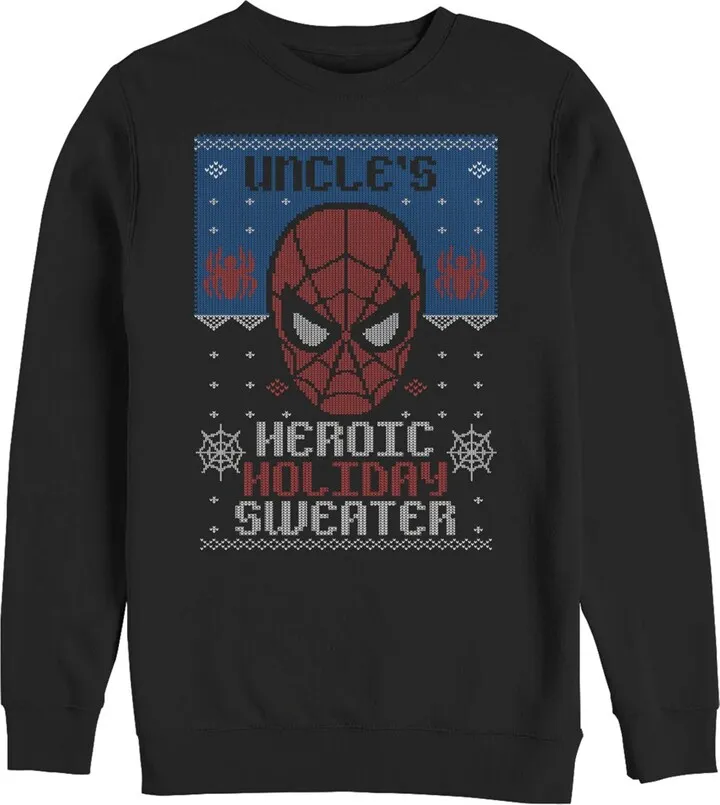 Men's Marvel Spider-Man Uncle's Heroic Holiday Sweatshirt - Black - 2X Large