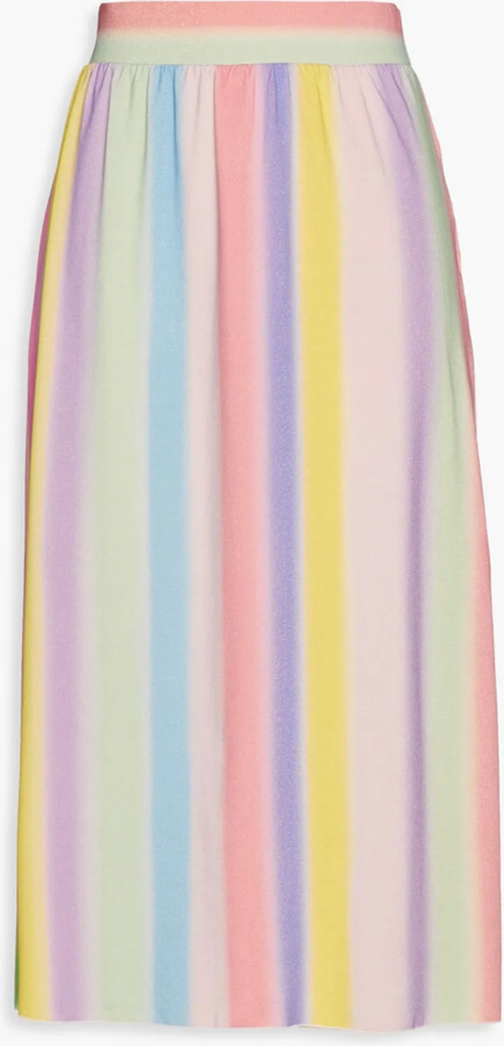 Metallic striped stretch-jersey midi skirt
