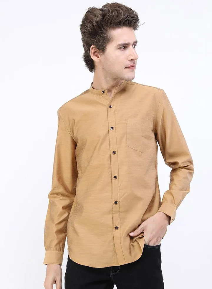 Mandarin Collar Slim Fit Casual Shirt