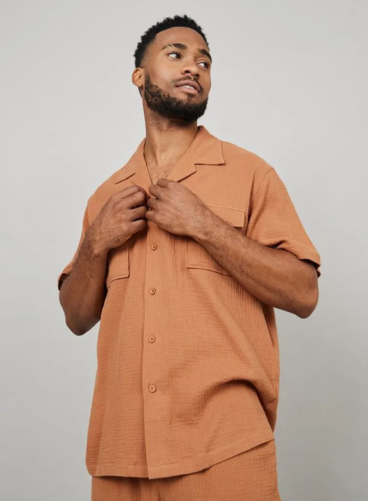 Premium Crinkled Cotton Cuban Collar Shirt