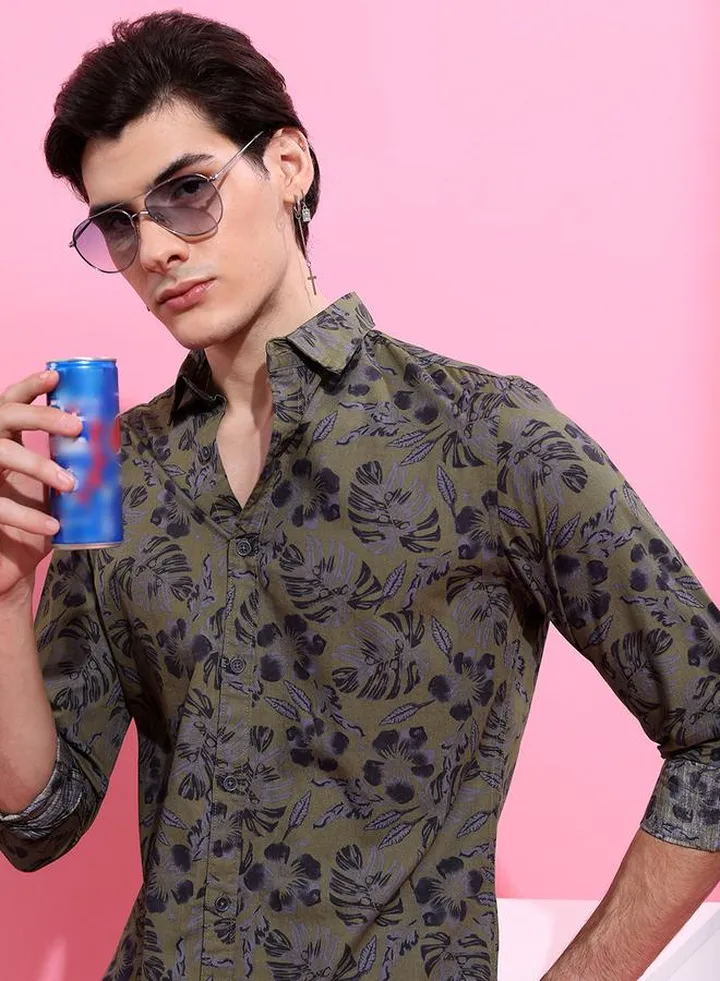 Floral Graphic Print Slim Fit Shirt