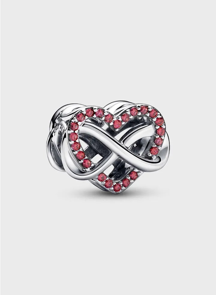 Family Infinity Red Heart Charm